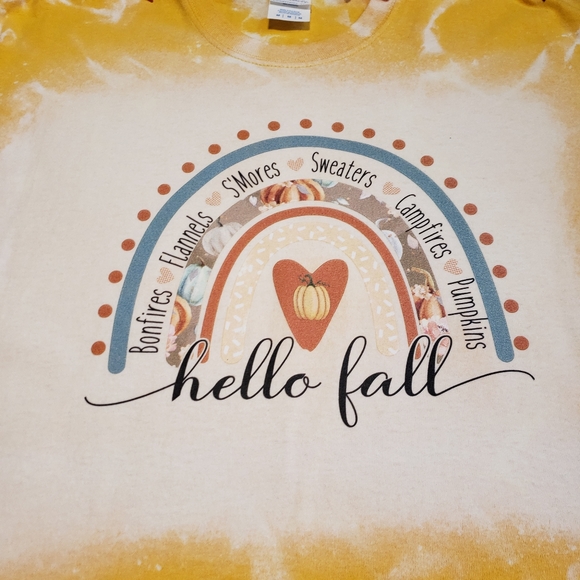 Hello Fall Bohemian Rainbow Bleached Graphic - Picture 2 of 4
